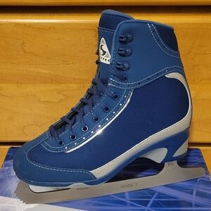 mark. Blue and Gray Ice Skates